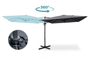 Parasol déporté 3x3m NAVAGIO en aluminium - Rotatif 360° inclinable - Gris 4
