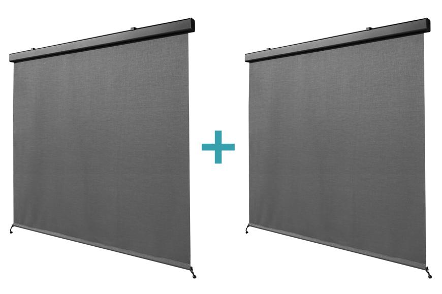 Lot de 2 stores pour pergola VADA en aluminium gris - H.250 x L.180 cm