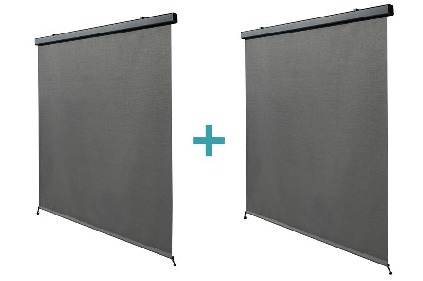 Lot de 2 stores pour pergola VADA en aluminium gris - H.250 x L.135 cm