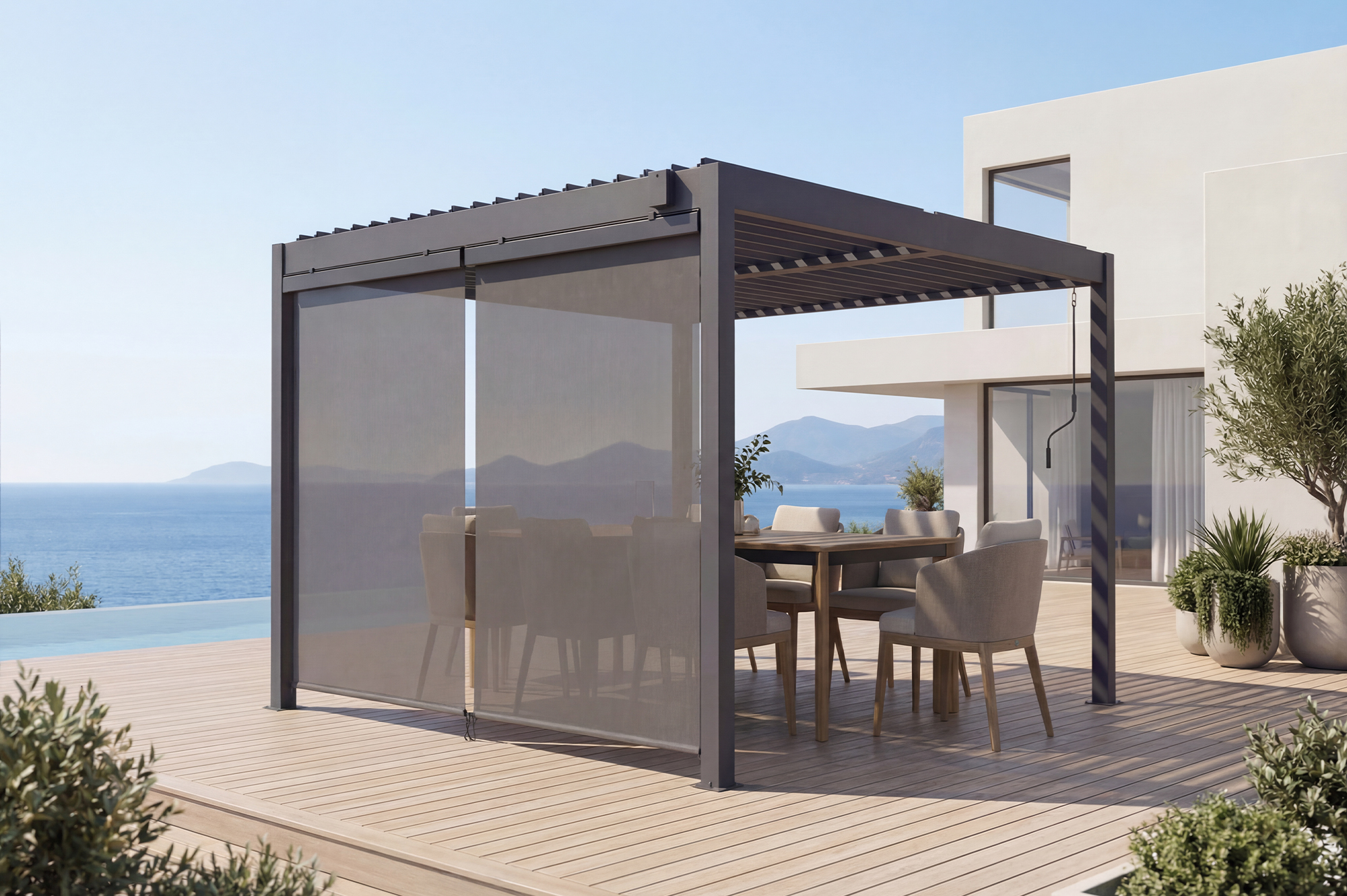 Set mit 2 VADA Pergola-Markisen aus grauem Aluminium – H 250 x B 135 cm main_image